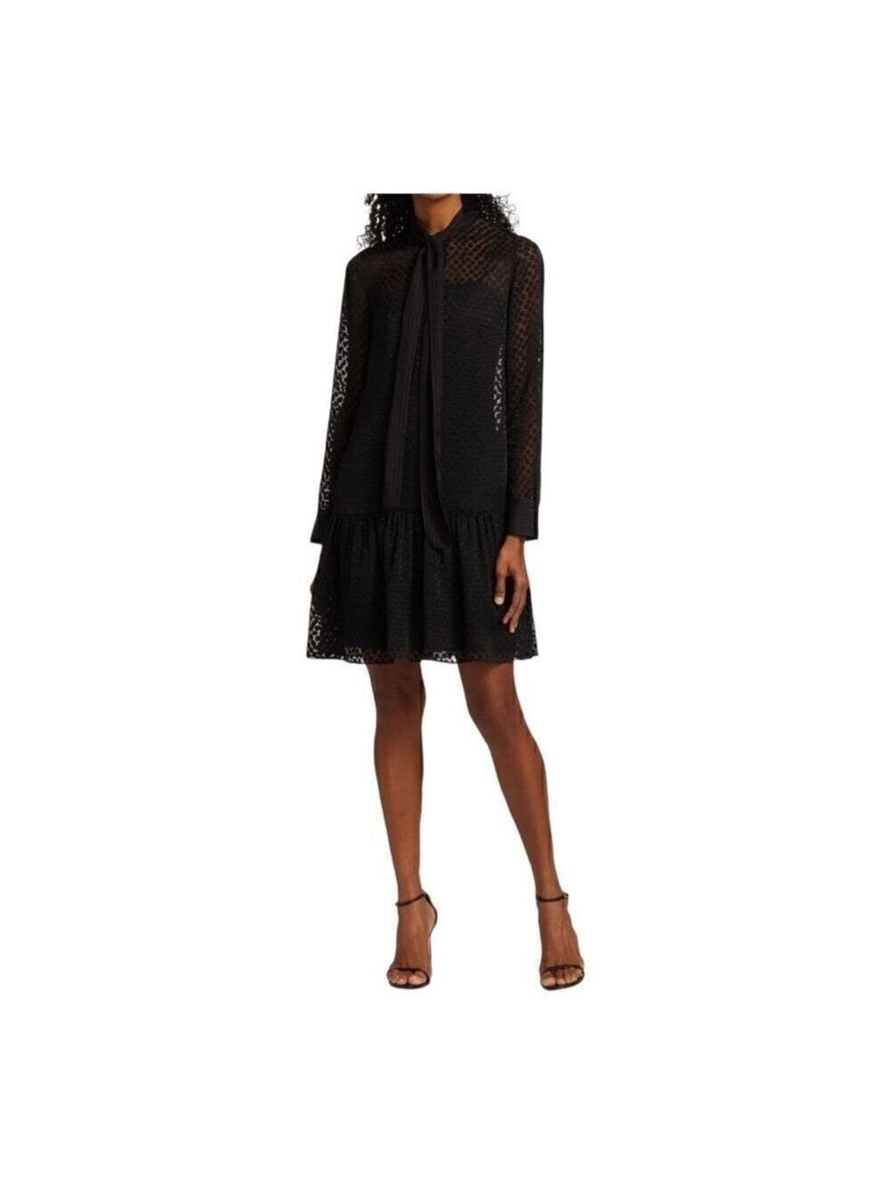Akrisβpunto BlackβPolka Dot Tieneck Shift Dress Size 8 NWT
